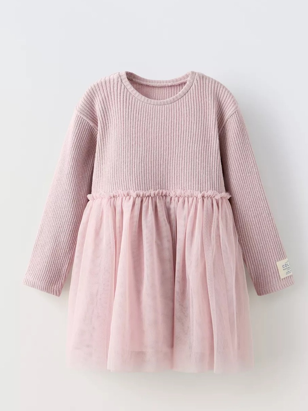 Toddler Long Sleeve Tulle Dress in Light Mauve